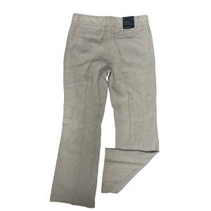 Banana Republic Martin Fit Linen Beige Pinstripe Pants Women's 12